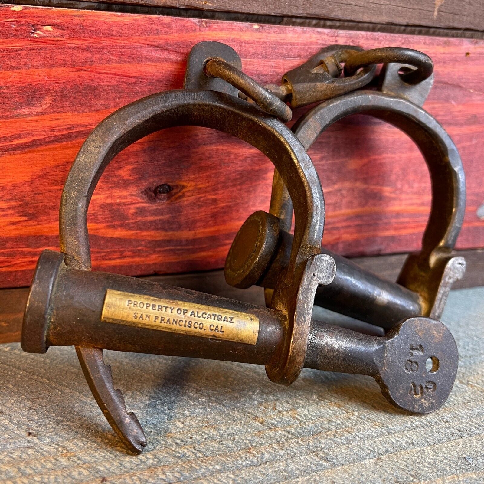 Property Of Alcatraz Prison Adjustable Handcuffs Iron Cuffs & Key