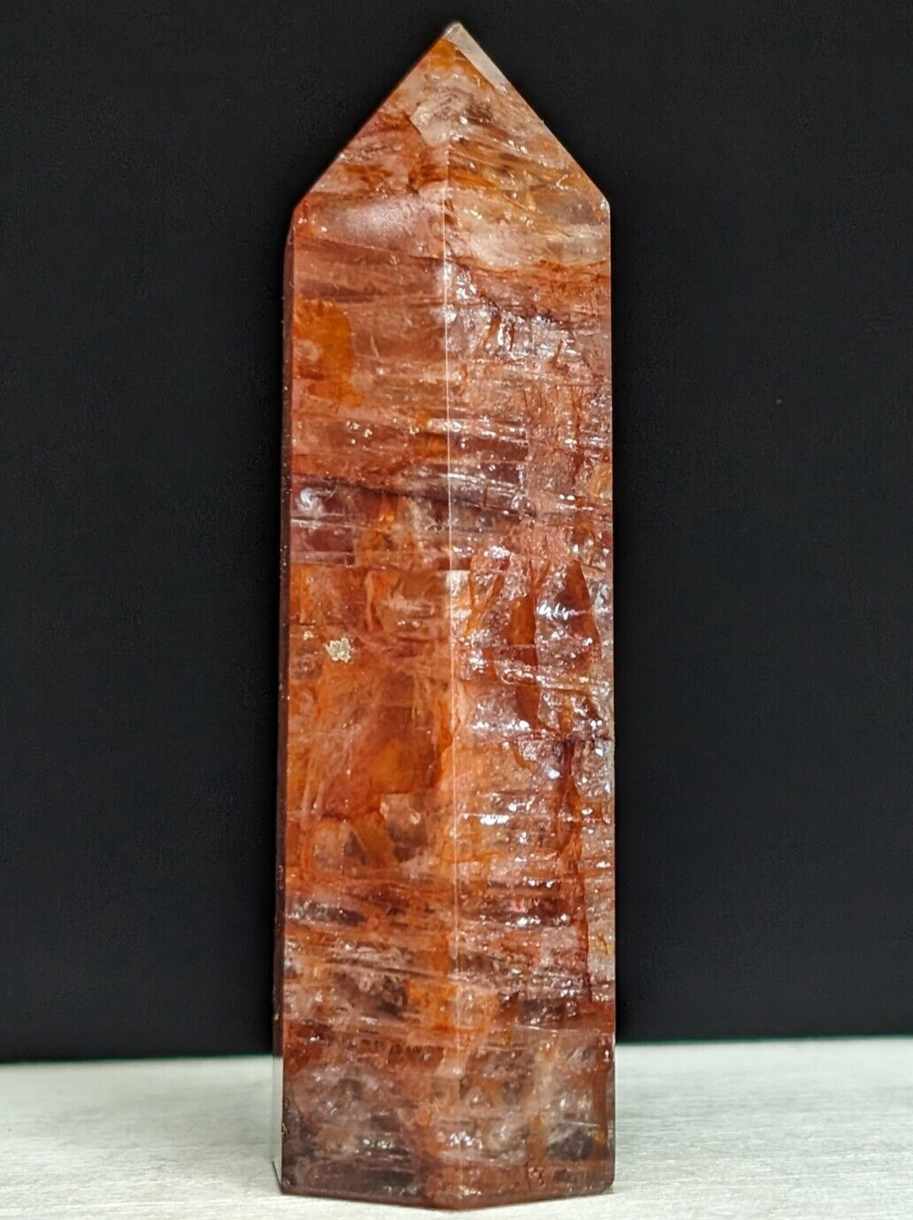 Red Fire Quartz Tower Point Crystal Gemstone Chakra Mineral Wand