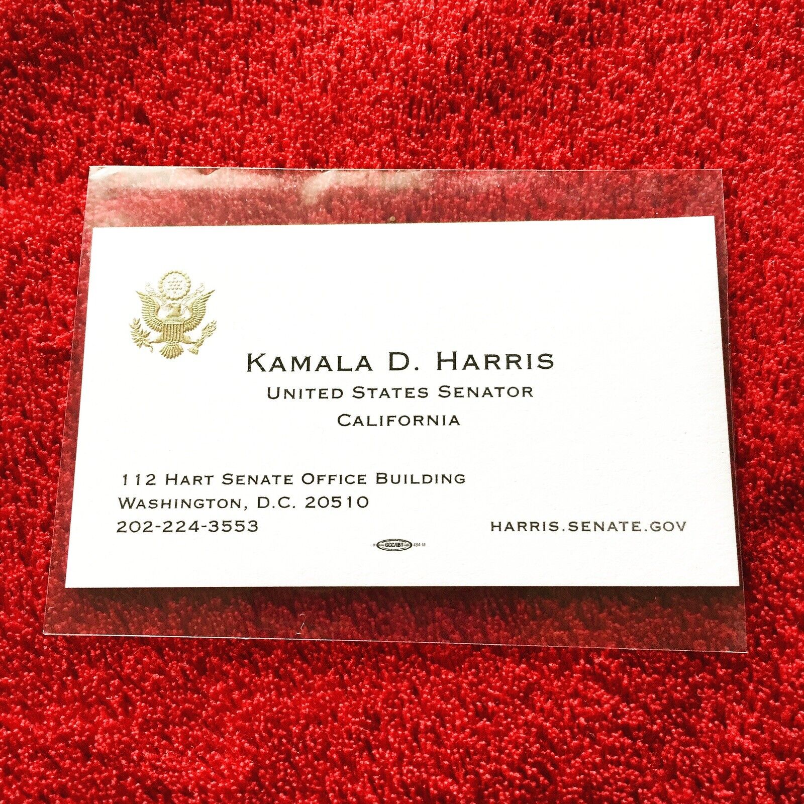 Kamala Harris Official US Senate Business Card Joe Biden