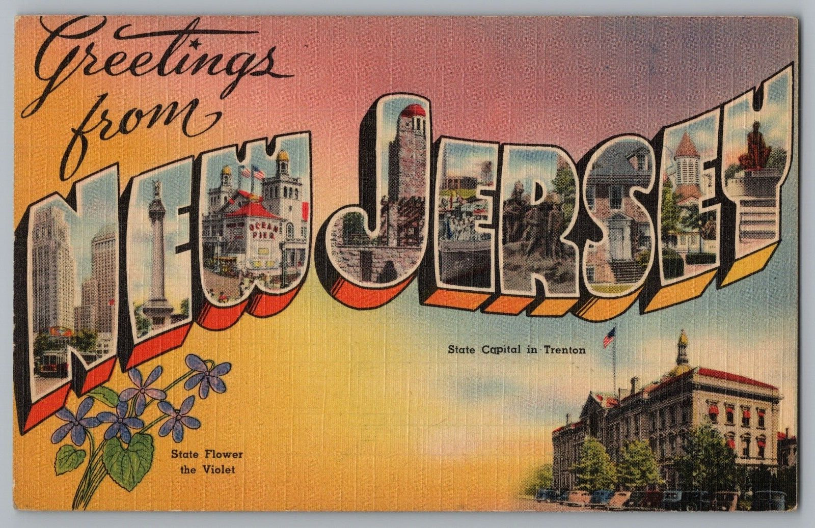 Postcard Greetings From New Jersey, Large Letter