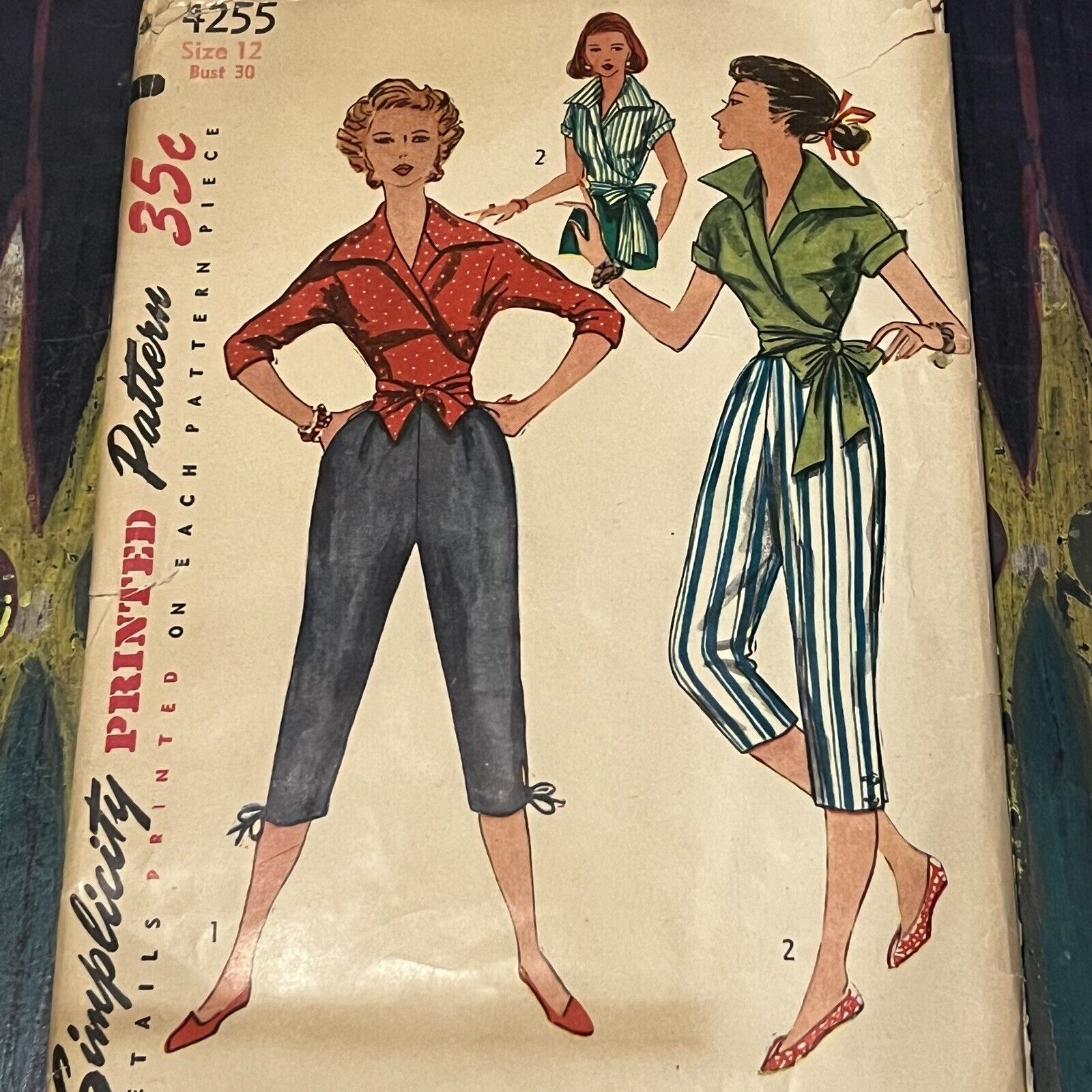 Vintage 50s Simplicity 4255 Wrap-Around Blouse + Pedal Pushers Sewing Pattern 12
