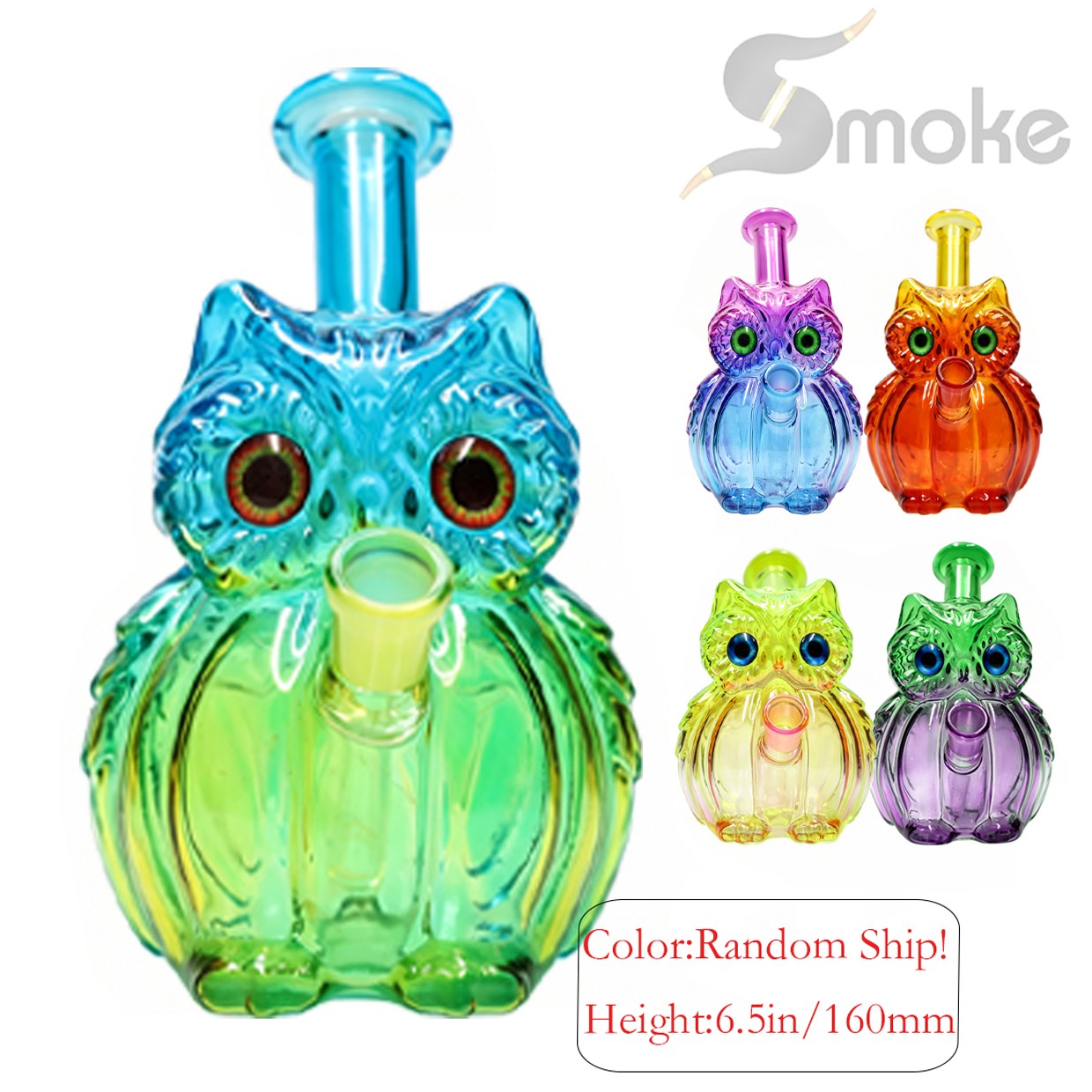 Owl MINI 6.5inch Glass Bong Water Pipes Smoking Bubbler Bongs 14mm Random Hookah
