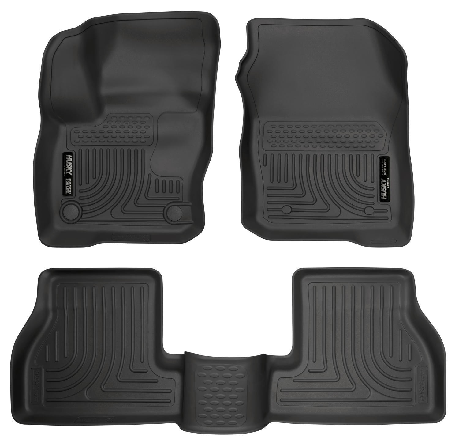 2016-18 Ford Focus Front Rear Floor Liners Black Textured–Compatible Replacement