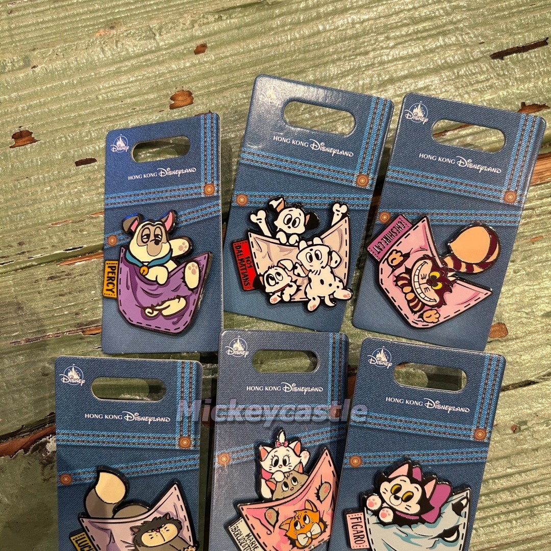 2025 New Authentic Disney 6 Pins Set Marie Lucifer Percy  Hongkong Disneyland 