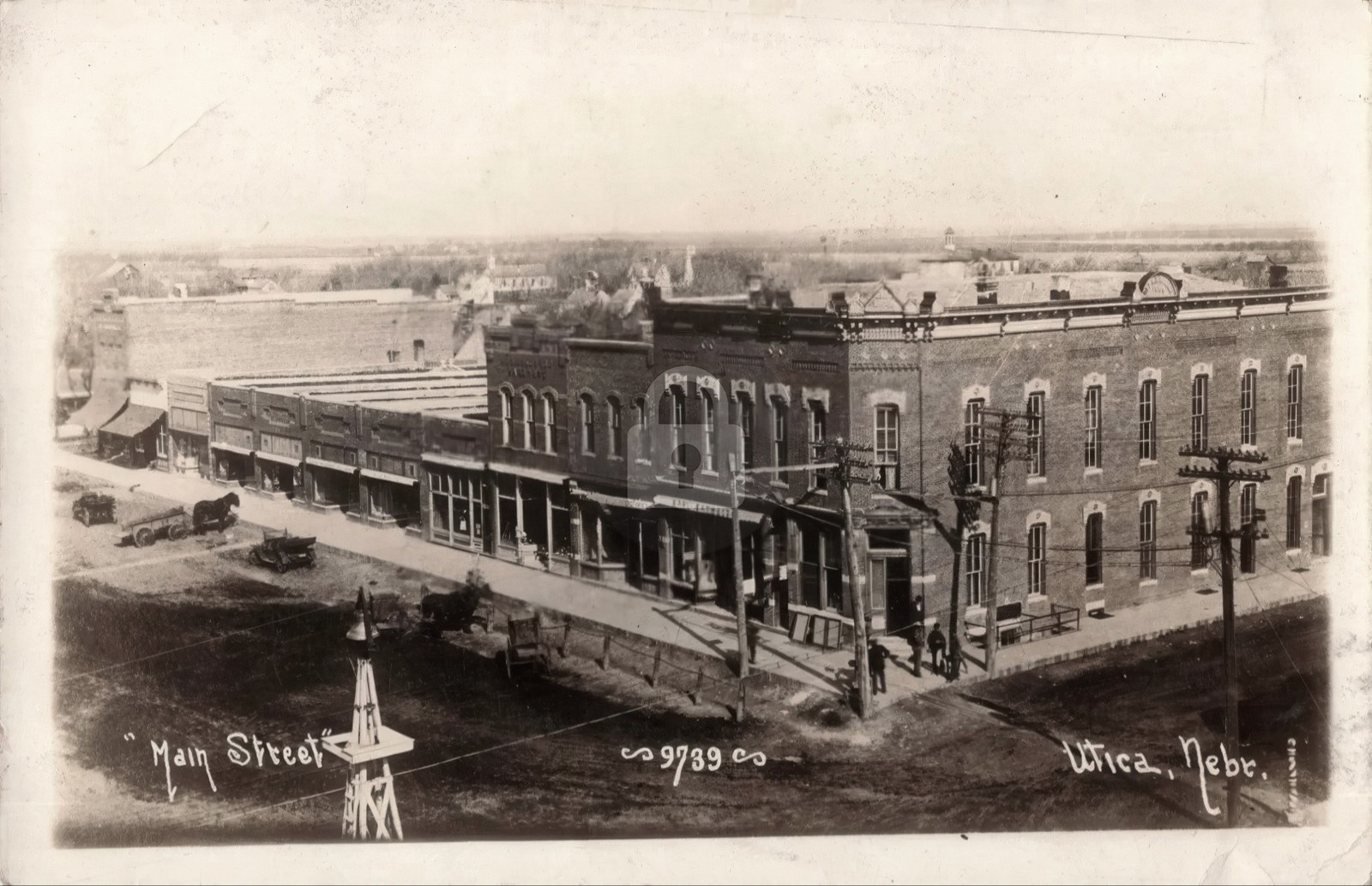 Utica NE Nebraska Birdseye View Main Street c1910 RPPC Photo Postcard COPY