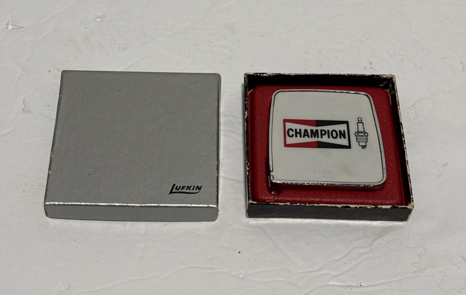 Vintage Lufkin Advertising Tape Measure Champion Spark Plug