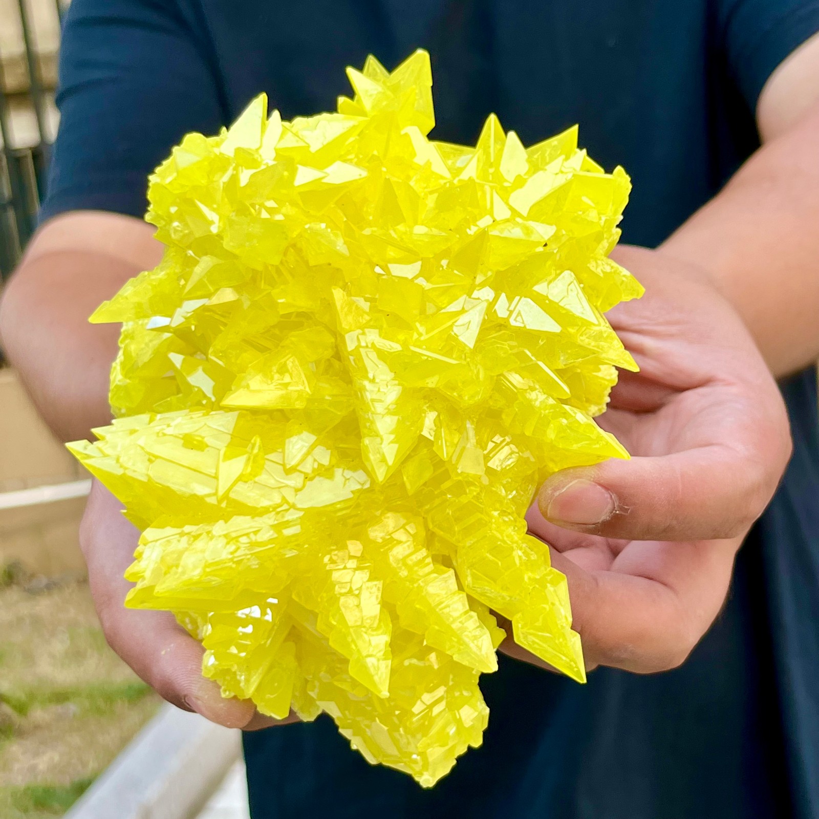 1.74LB Rare yellow sulfur crystal quartz crystal mineral specimen