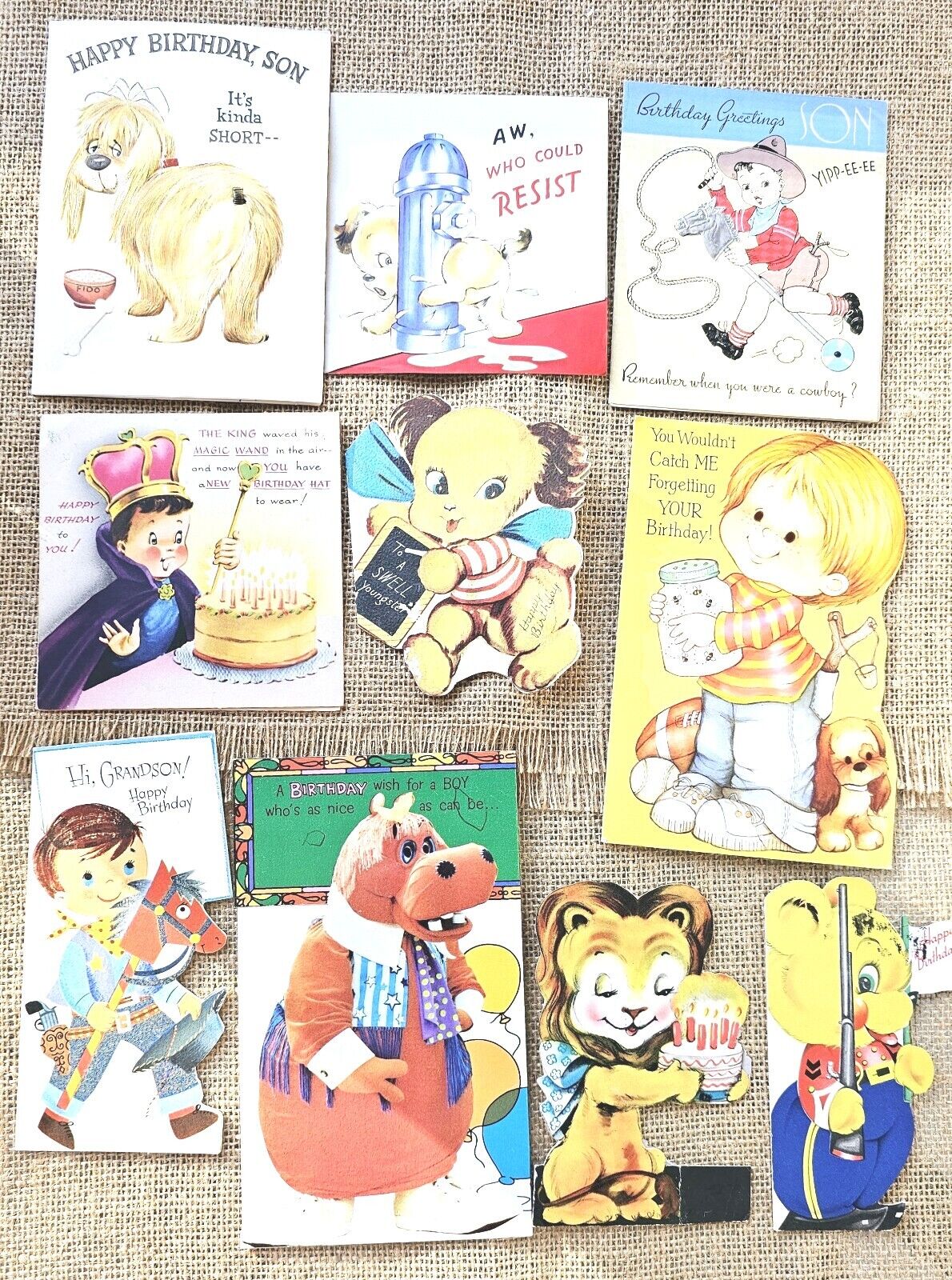 Vintage 1950s To 1970s Birthday Greeting Cards For Boy Lot Of 10