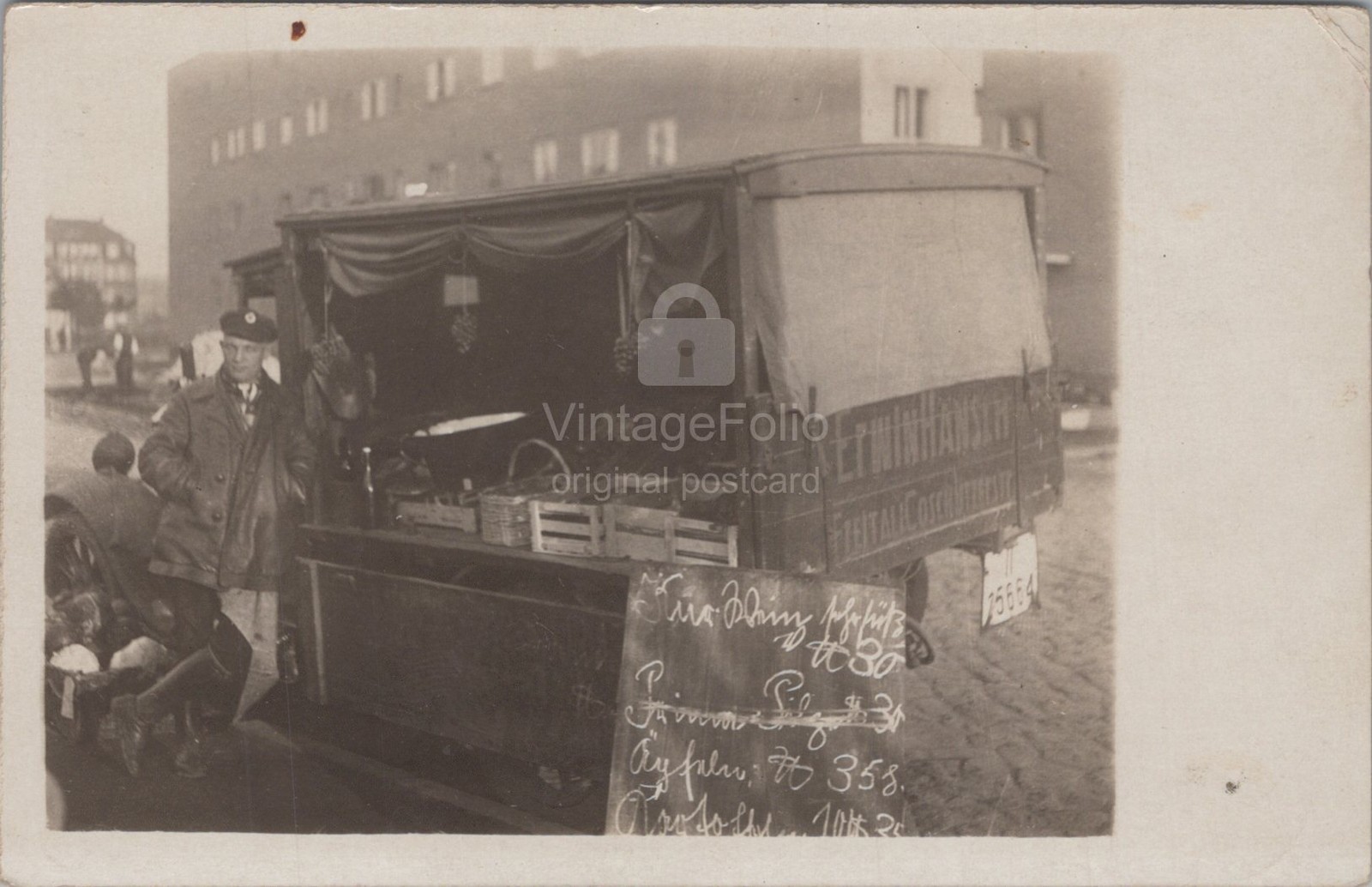 Erwin Hansel Freital Mobile Fruit Produce Delivery Truck RPPC 1920s Postcard