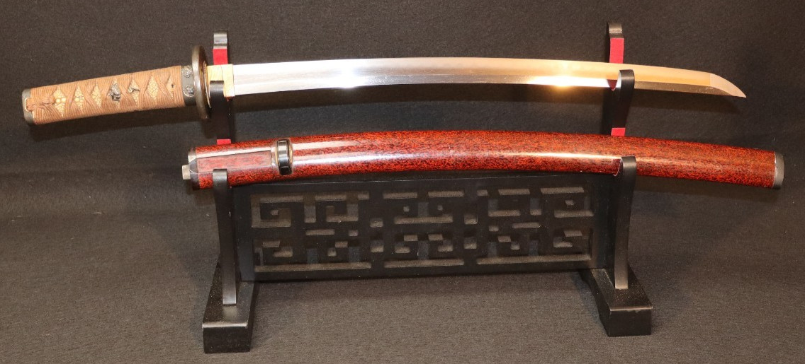 Red Wakizashi Tsuda Echizennokami Sukehiro August 1681 Signed, Monster Catfish