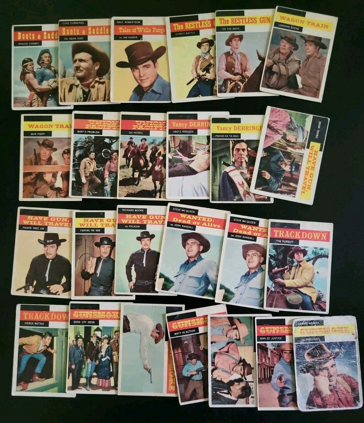 1958 Topps TV Western Trading Cards Lot Of 26 - Gunsmoke and More