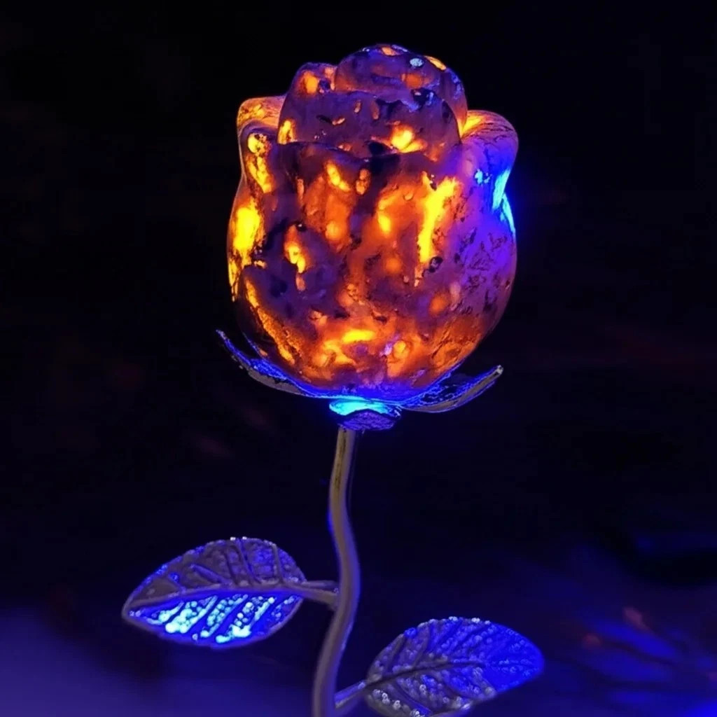 Yooperlite Flower UV Glow Bloom Fluorescent Stone Crystal Quartz Decor Display