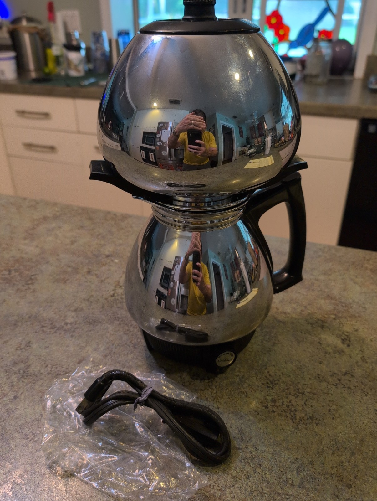 Vtg MCM Mid Century Double Stack Chrome Sunbeam Coffee Master C50 USA Untested