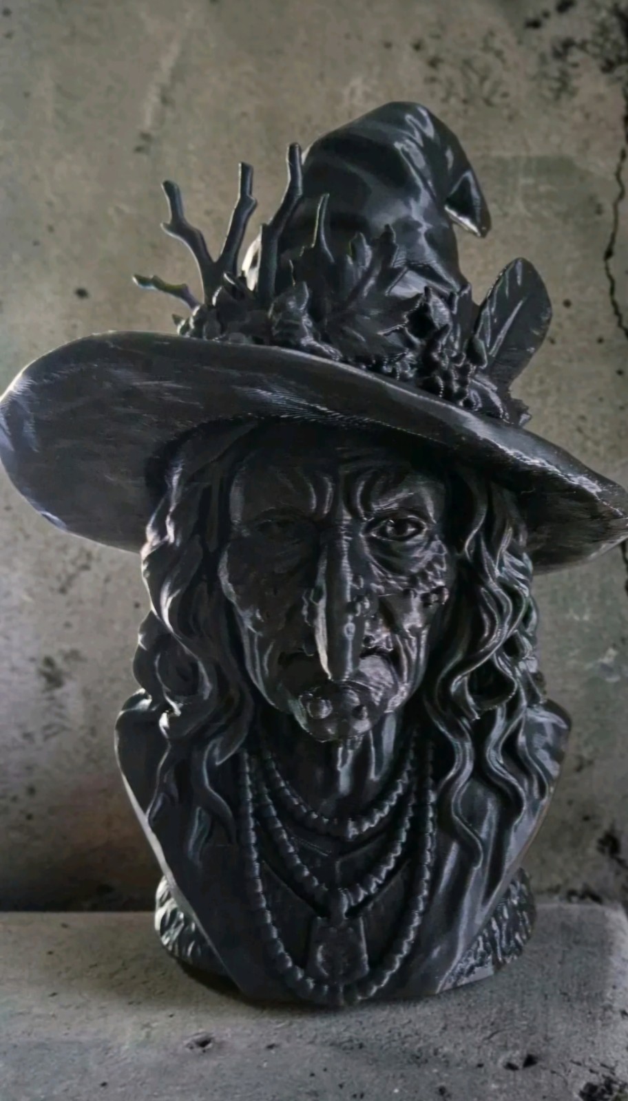 Spooky Halloween Witch Bust 3D Printed