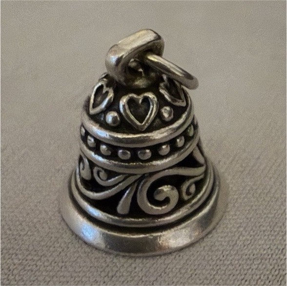 Avery 925 Sterling Silver Heart Bell Charm Pendant w/ Hanging Loop