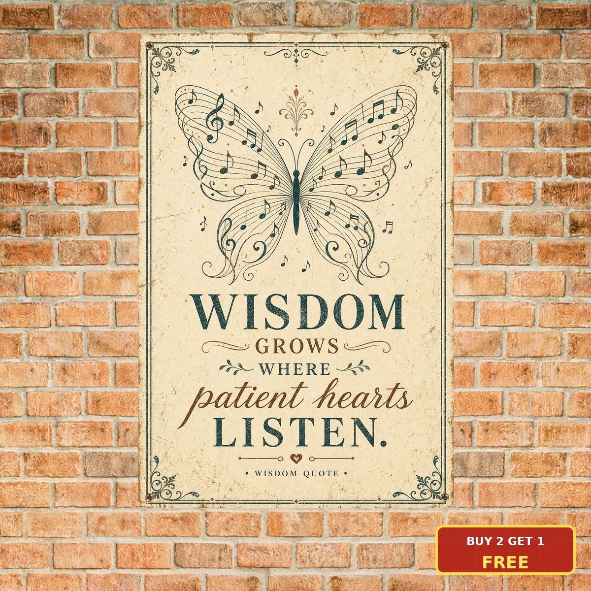 Whisper Words of Wisdom Butterfly Metal Sign Vintage Inspirational Wall Decor