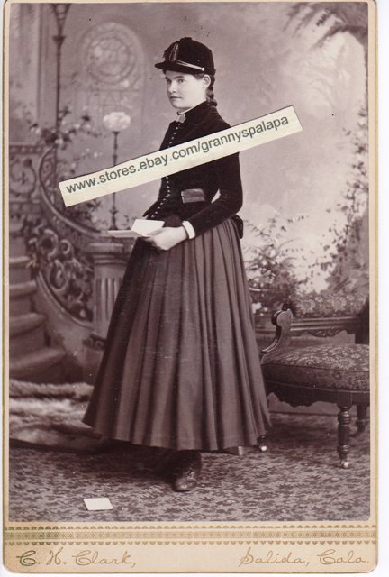Original Cabinet Photo-Pretty Young Girl Standing-Long Dress Hat-Smartly Dressed Original Cabinet Photo-Pretty Young Girl Standing-Long Dress Hat-Smartly Dressed