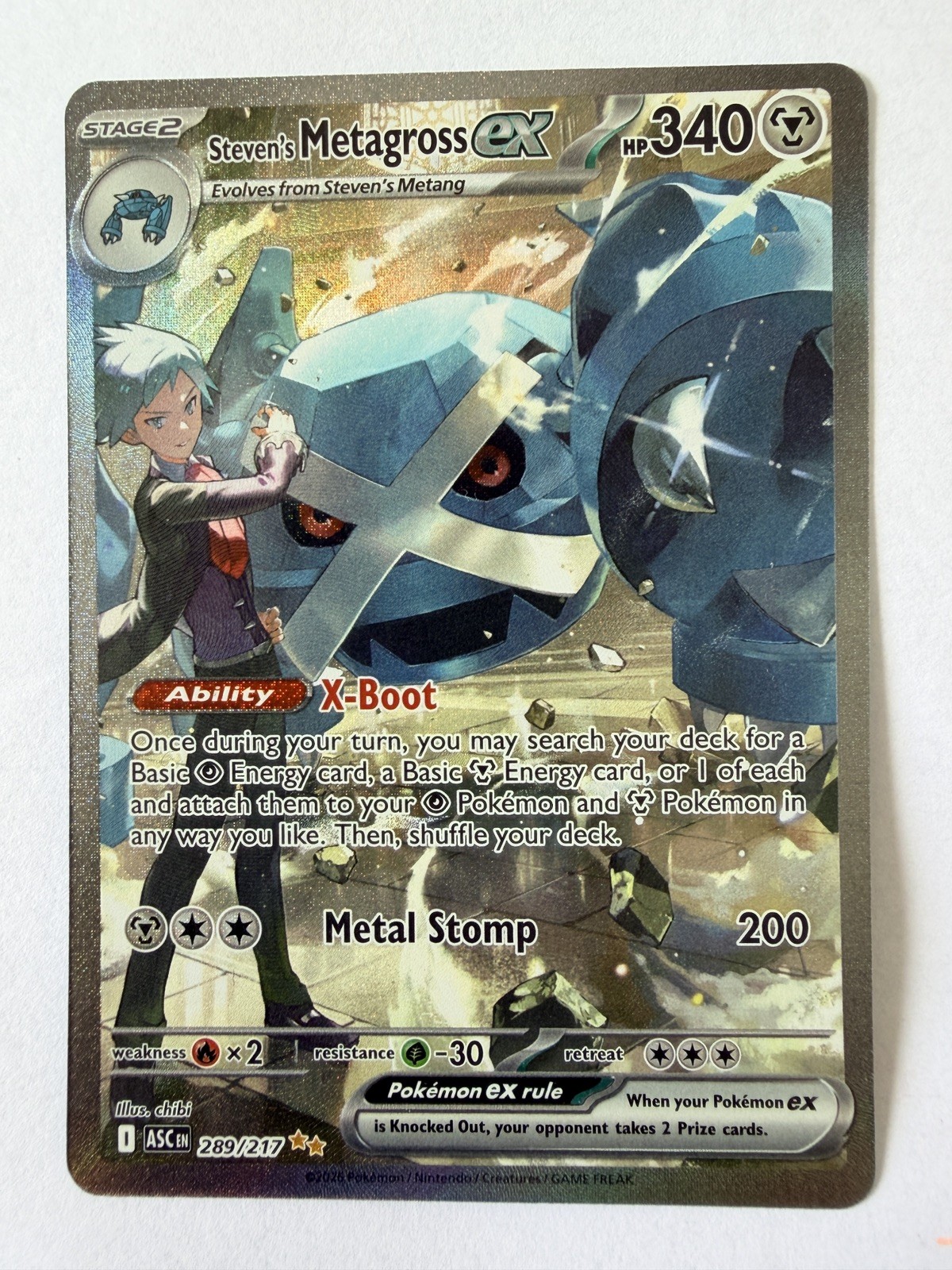 Steven's Metagross EX 289/217 Secret Rare Full Art Holo 340HP English