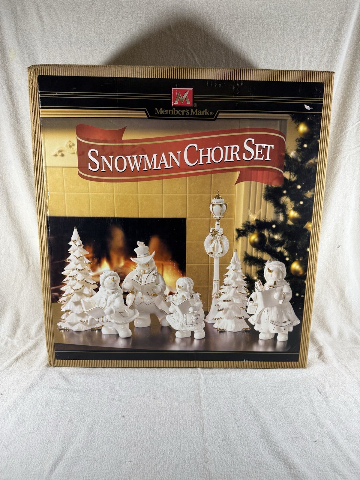 Members Mark Lg 7 Piece Snowman Choir White & Gold Trimmed Porcelain Figures Members Mark Lg 7 Piece Snowman Choir White & Gold Trimmed Porcelain Figures