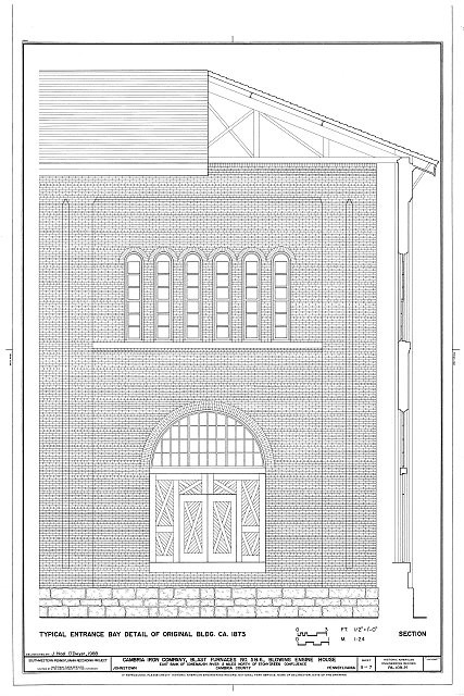 Photo:Cambria Iron Original Building Entrance Bay Detail 1873 Johnstown PA