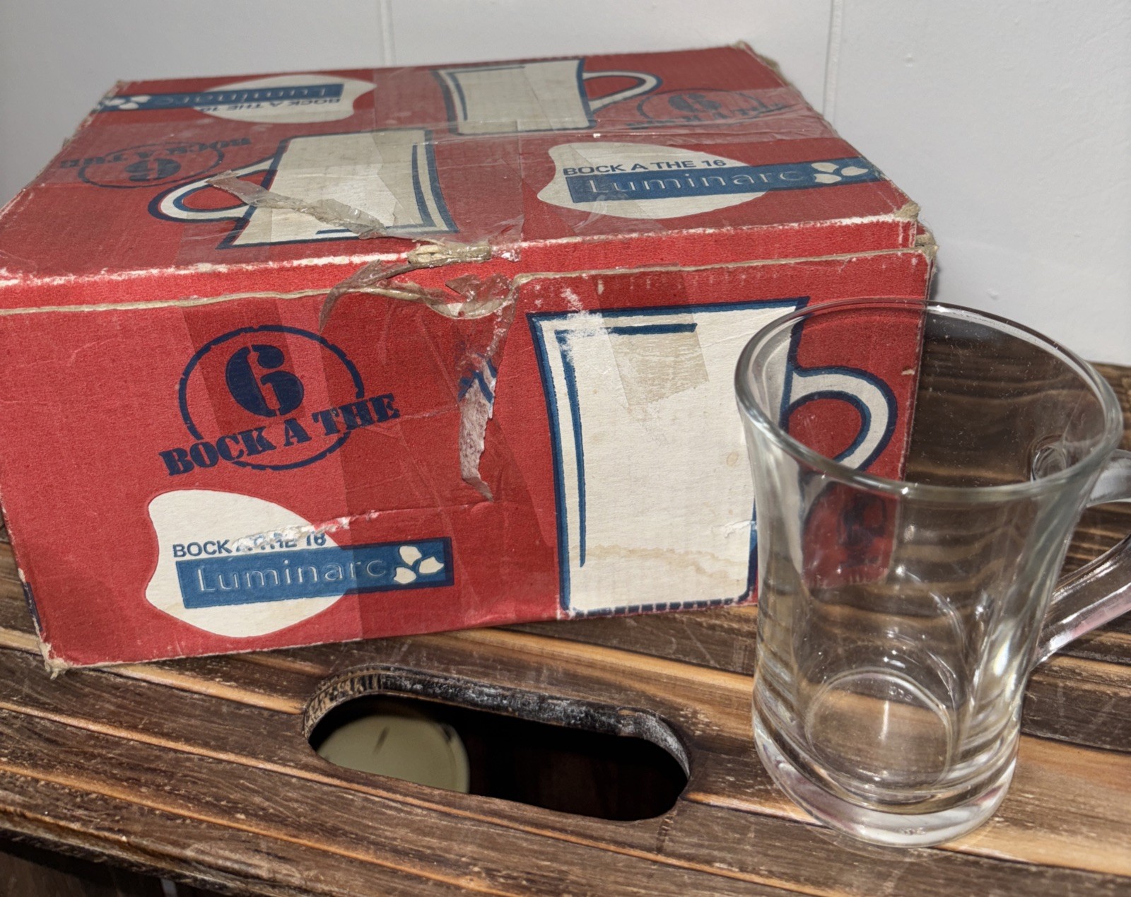 Luminarc Vintage 6 Glass Cups with Full Tempered New In Box Made In France