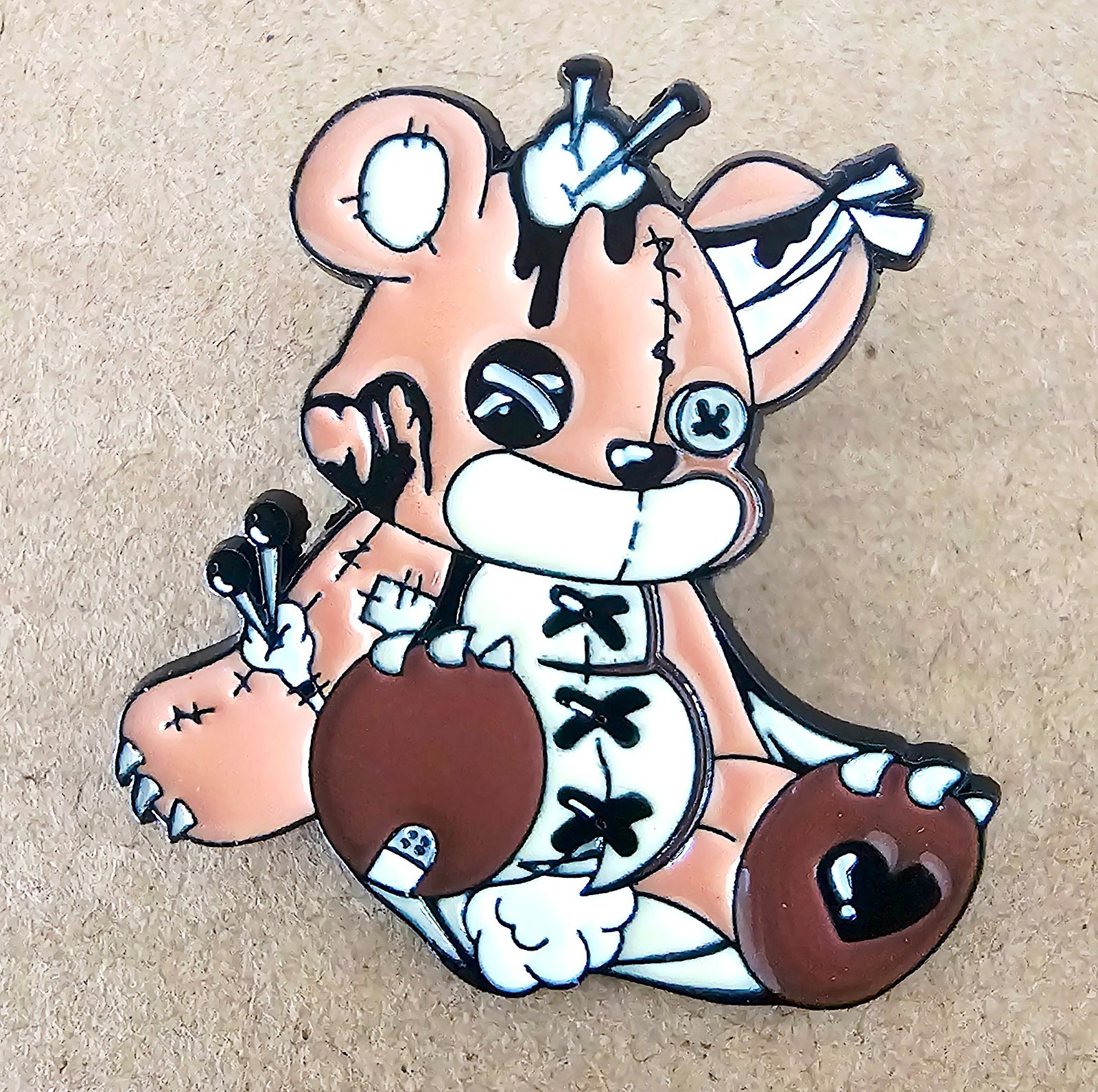 Zombie Teddy Bear Enamel Lapel Trading Pin Gothic Horror Backpack Jacket Badge