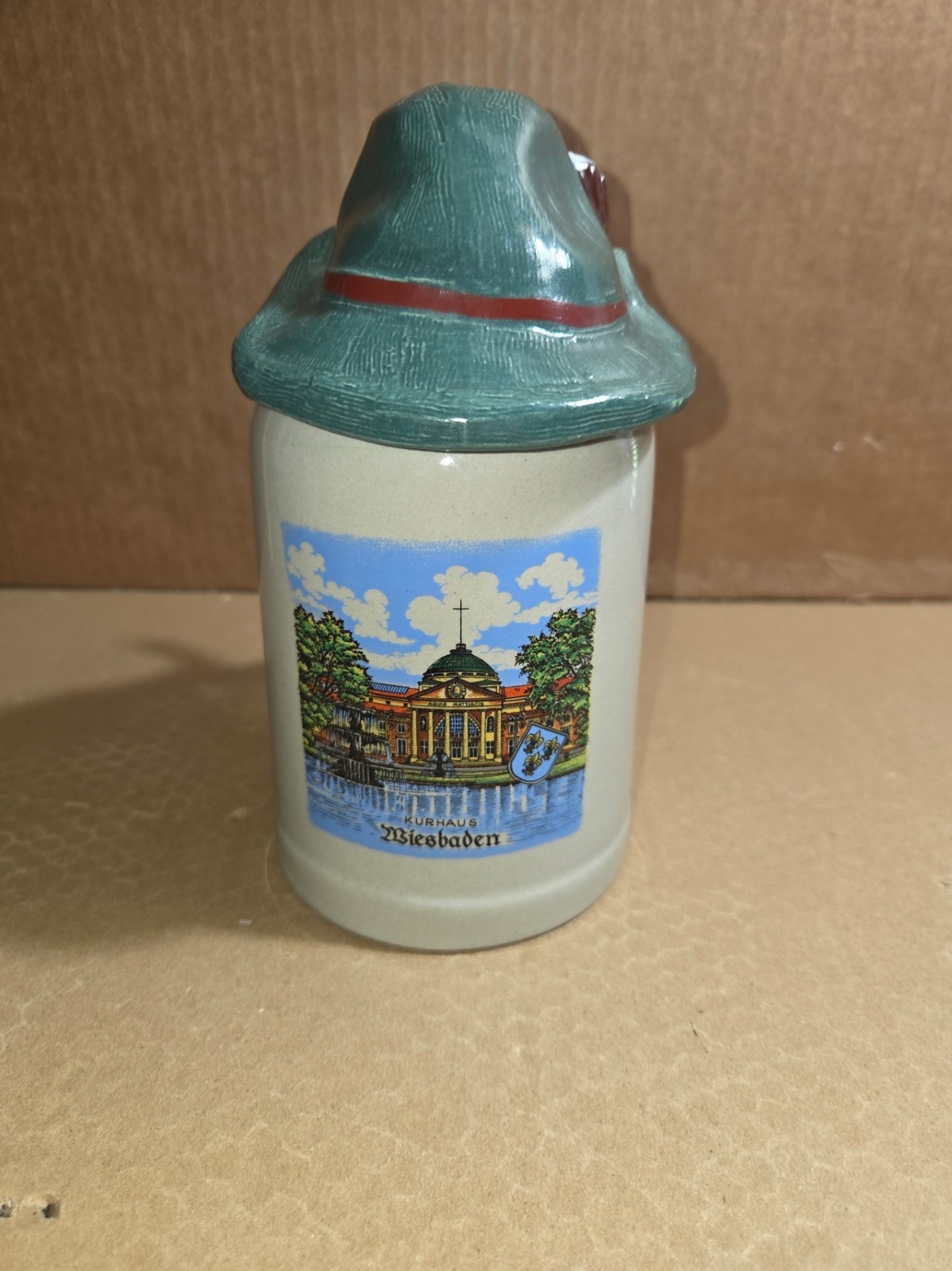 Stein with Lid Clay W. Germany Gerz Kurhaus Wiesbaden .5 liter - 17 oz. 
