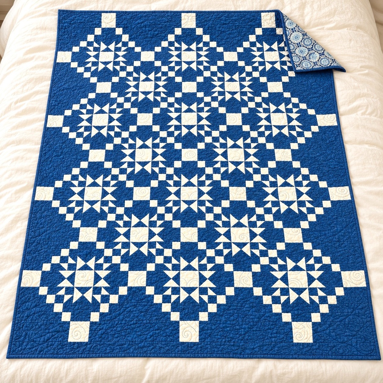 Handmade Blue White Hand Quilted Star Patchwork Throw Blanket 51X67 Farmhouse Handmade Blue White Hand Quilted Star Patchwork Throw Blanket 51X67 Farmhouse