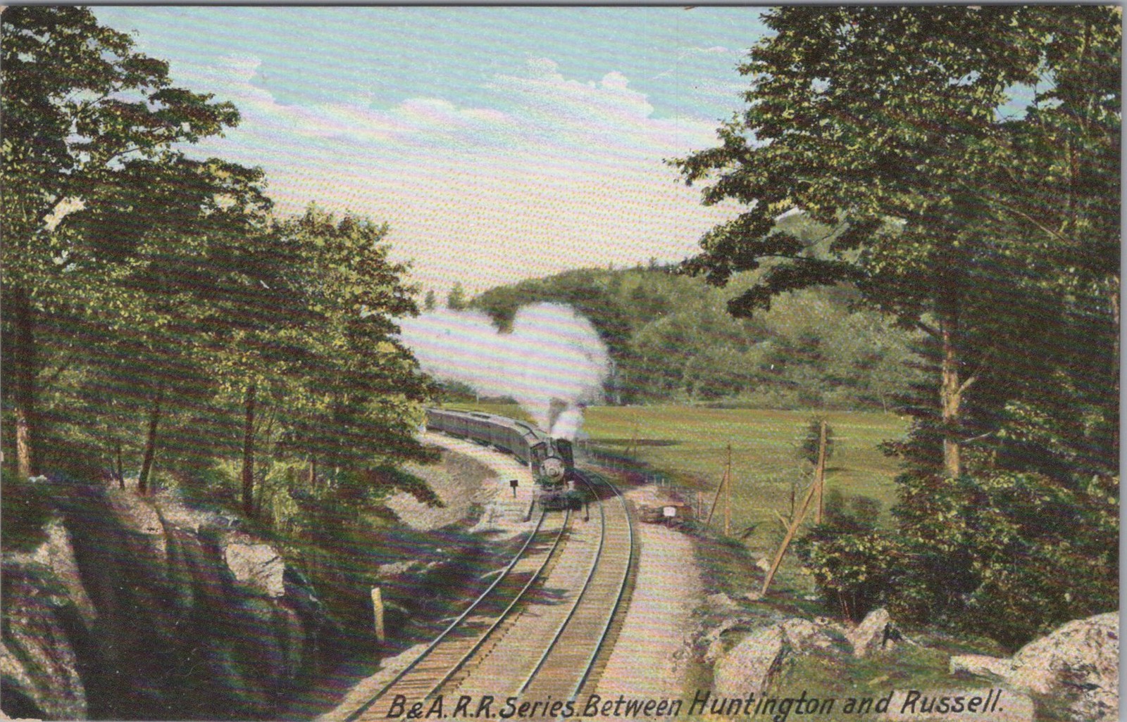 B&A Railroad Huntington And Russell MA 1900s Steam Locomotive Postcard