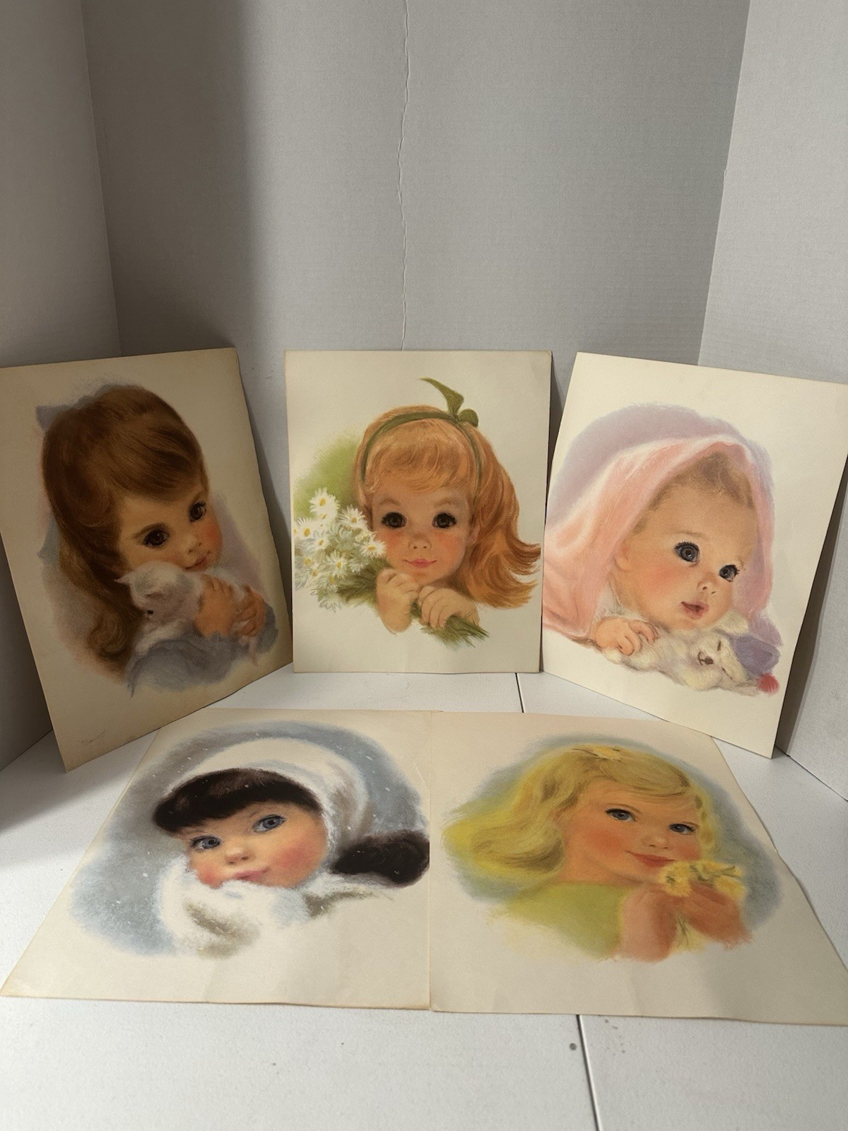 VTG Northern Paper Baby Girls 14x11 Prints Lot of 5  Frances Hook Nursery