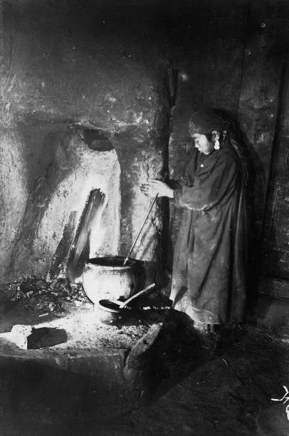 Girl at hearth late 19th cent early 20th cent The album Peoples of- Old Photo