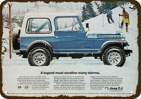 1982 JEEP RENEGADE CJ 4X4 SUV Legend Vintage-Look DECORATIVE REPLICA METAL SIGN