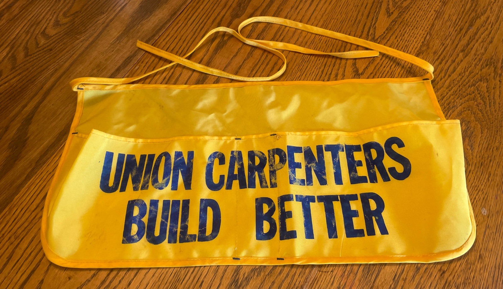 Rare Tool Apron UNION CARPENTERS Yellow Vintage Union Build Better