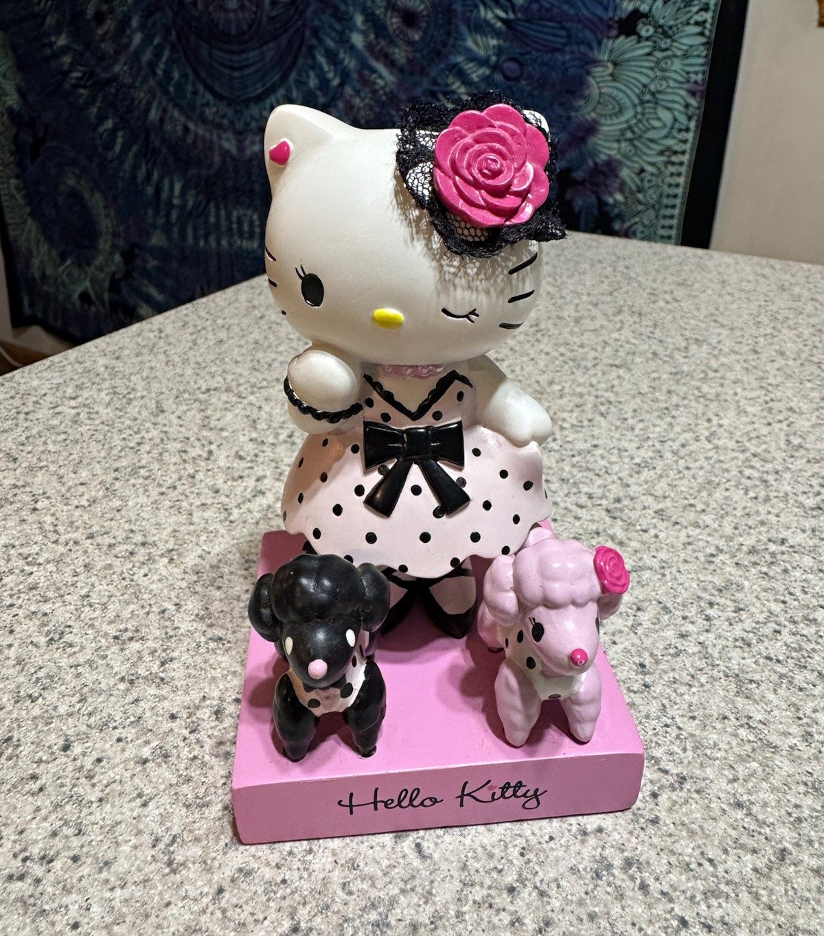 Rare Vintage 2005 Sanrio Momoberry Hello Kitty Figurine with Poodles