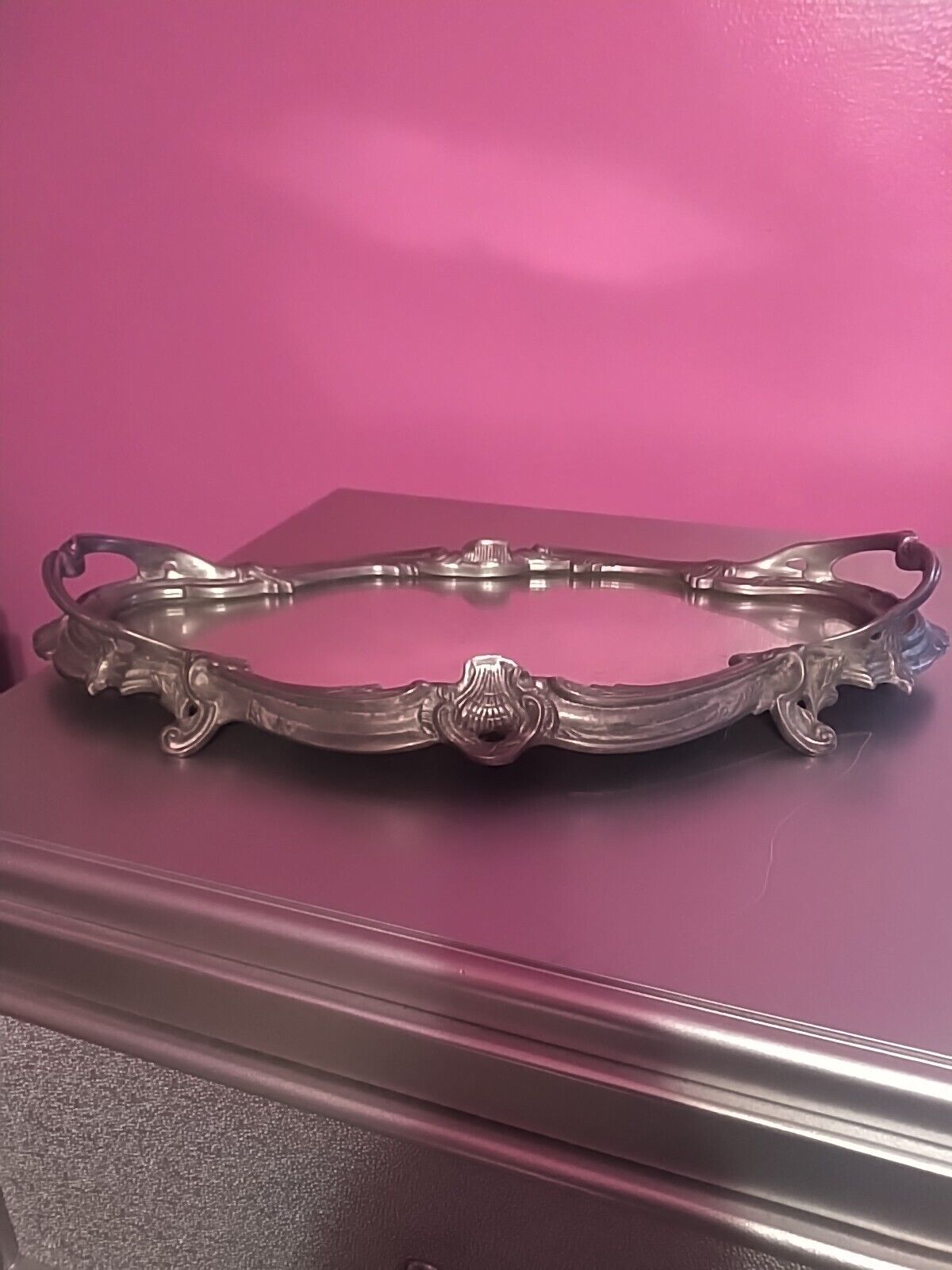 Vintage Castilian Imports 17 Inch Mirrored Tray With Handles