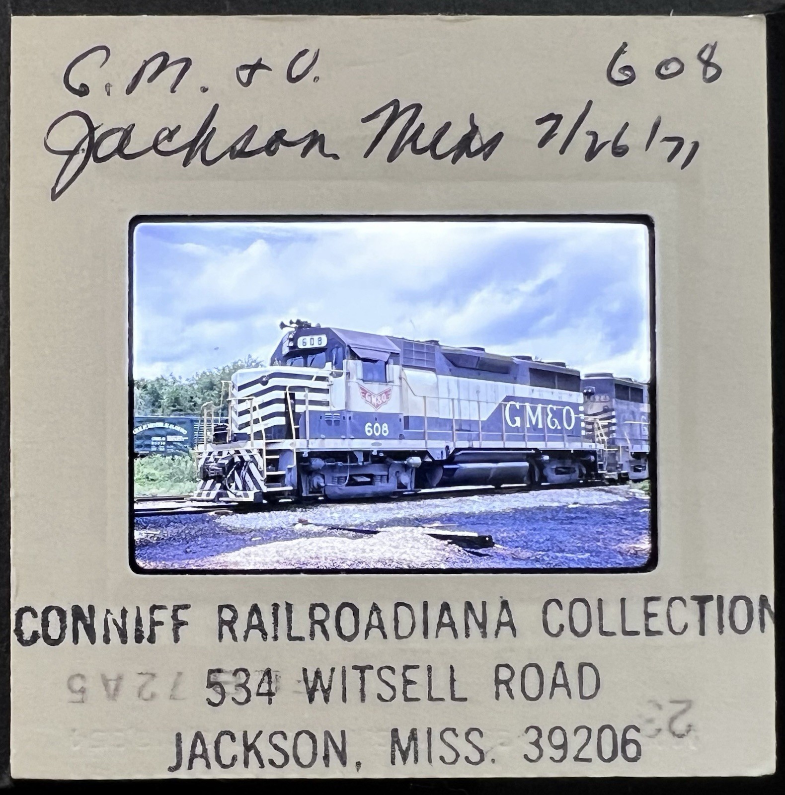 Vint 1971 35mm Train/Railroad Slide 608, Gulf Mobile & Ohio Jackson, Mississippi