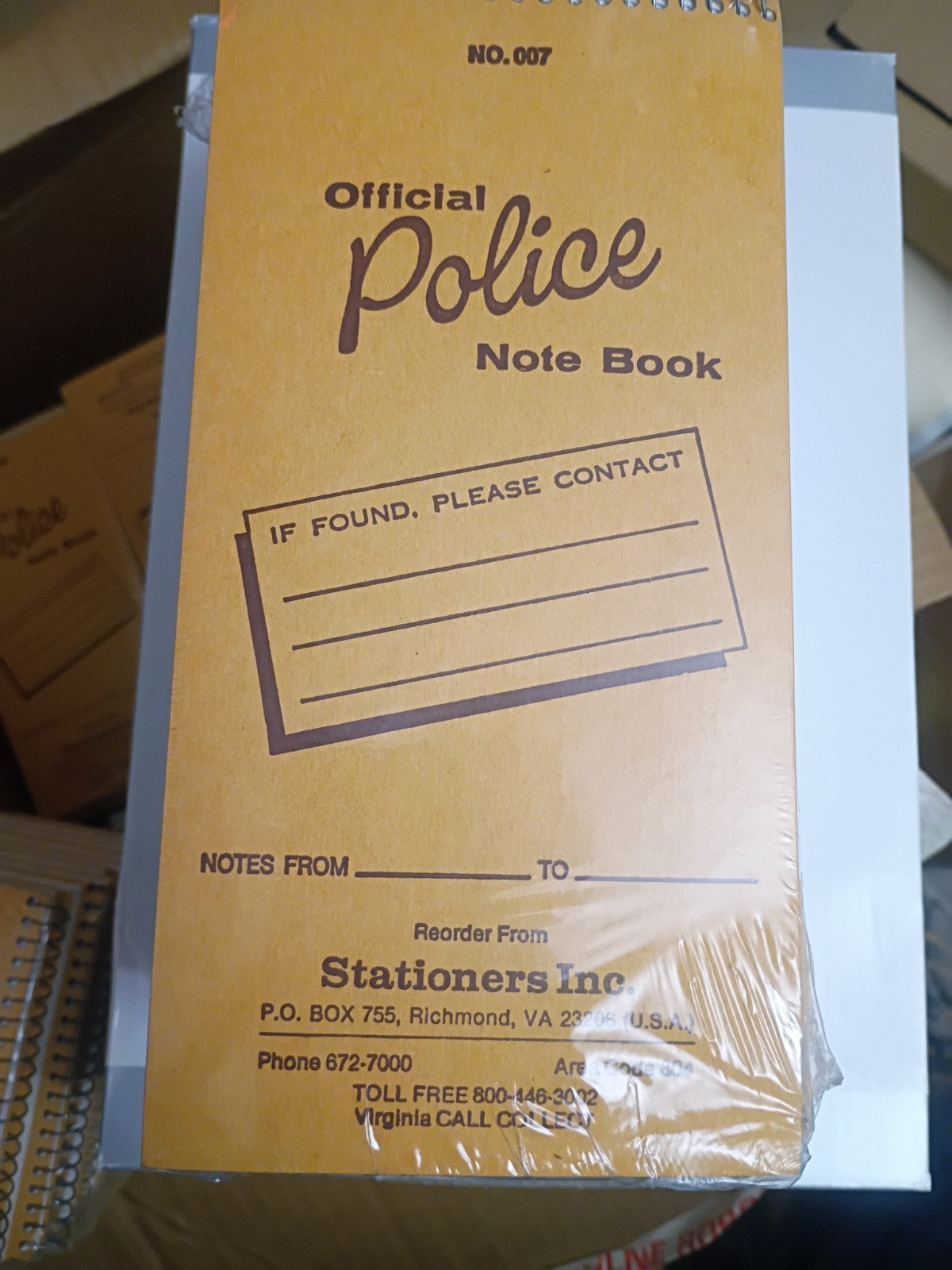Vintage Stationers Inc. Official Police Note Book Pack (No. 007) – Richmond, VA