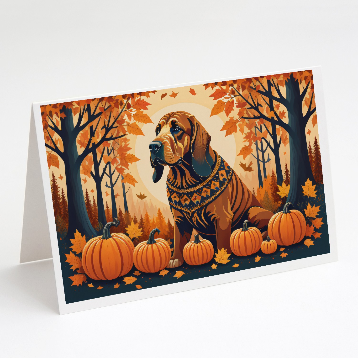 Caroline\'s Treasures Bloodhound Fall Greeting Cards Pack of 8 DAC1021GCA7P