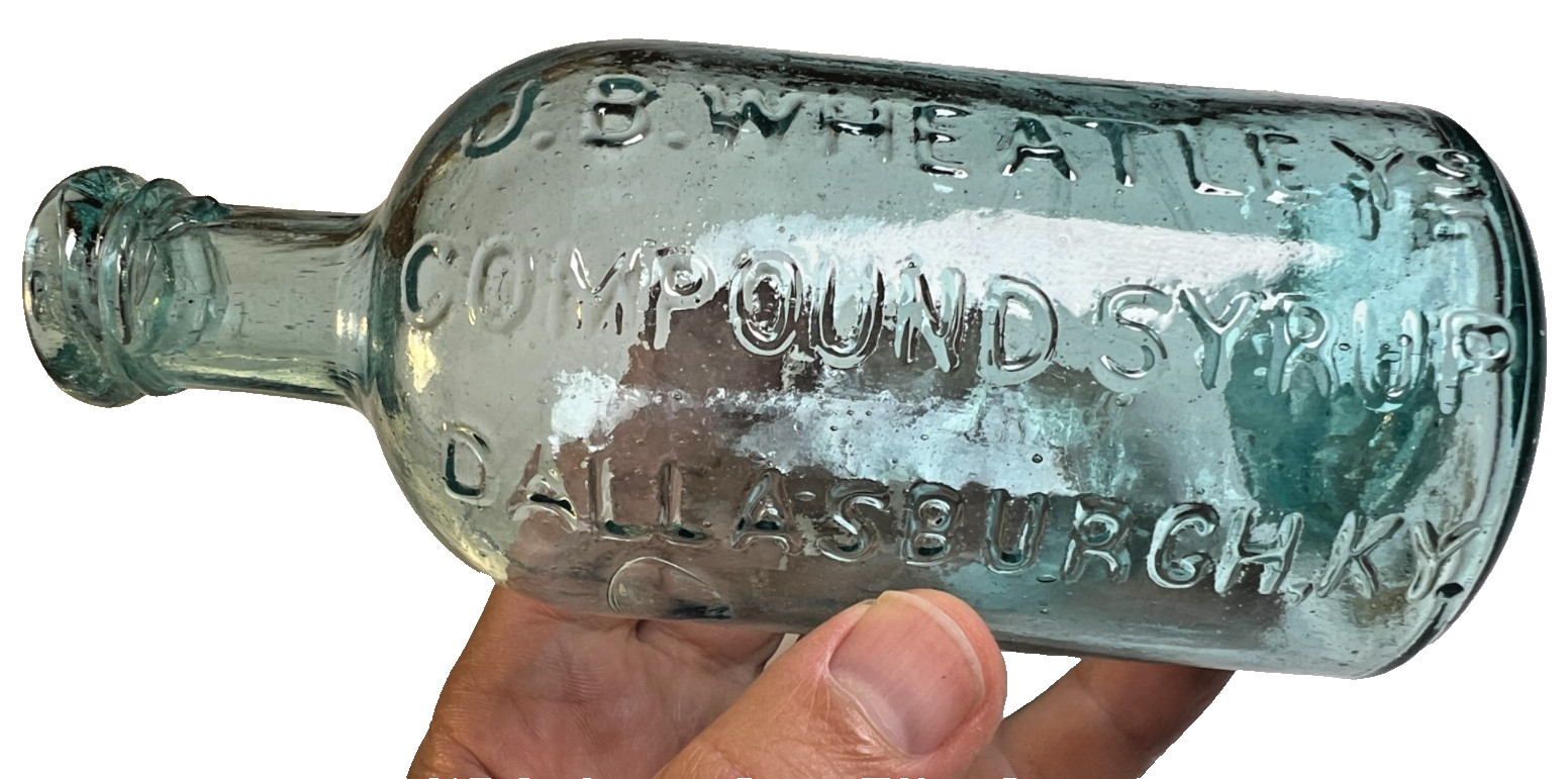 Antique 1850s Open Pontil Wheatley's Compound Syrup Dallasburgh Kentucky Crude