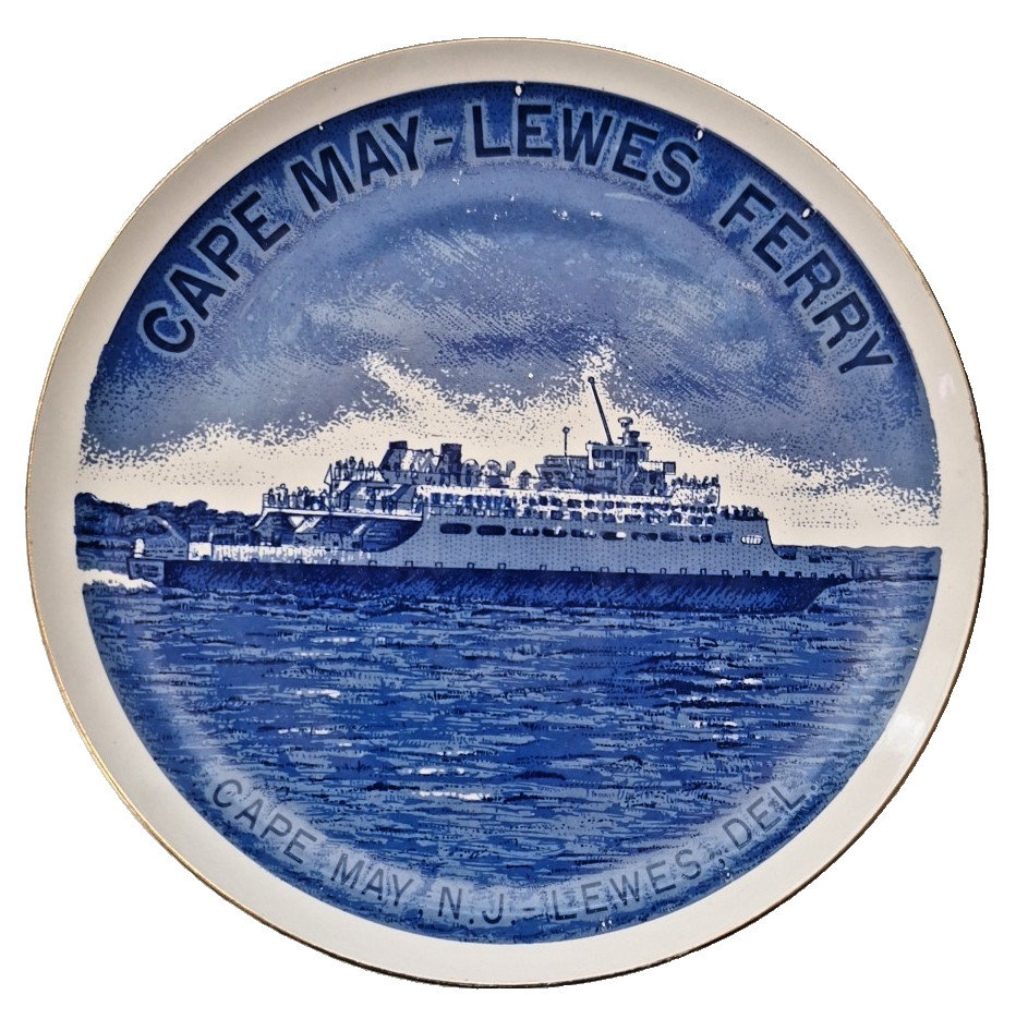 Vintage 1970s Cape May-Lewes Ferry Souvenir Ceramic Wall Plate Decor