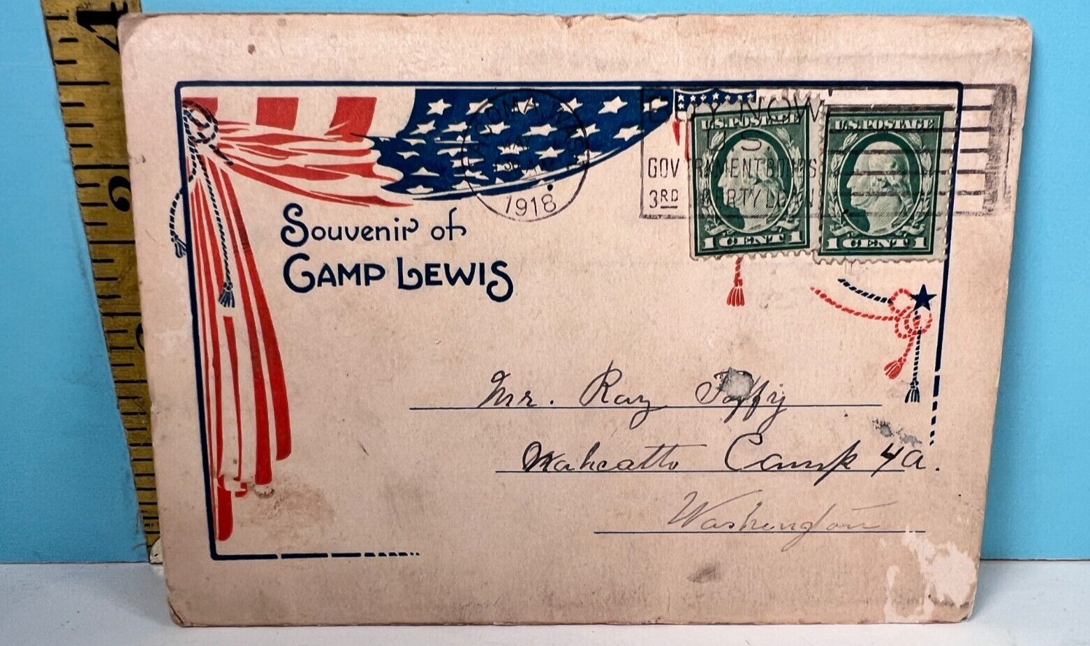 1918 Souvenir of Camp Lewis 8 Misc views of Camp Lewis & American Lake Postcard.