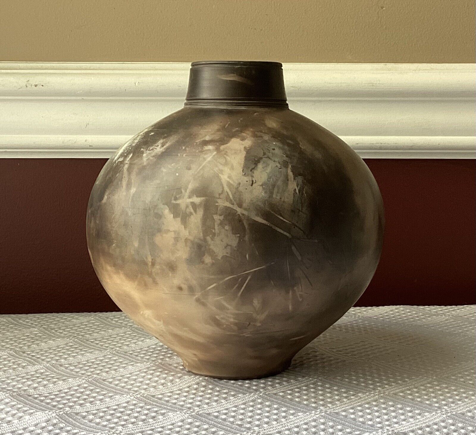 Vintage Michael Brostko American Pottery Vase, Signed, 7\