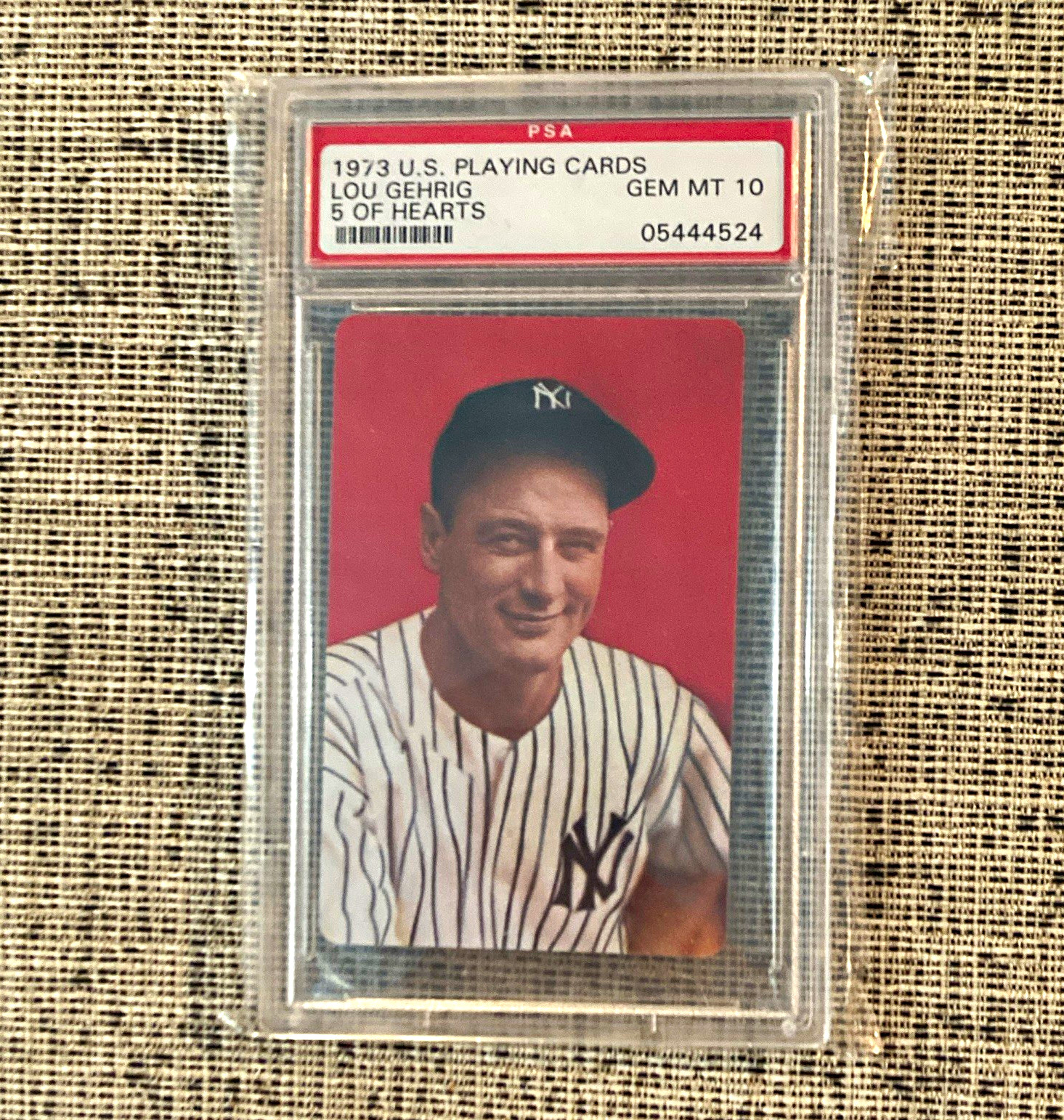 U.S. Playing Cards 1973 Lou Gehrig 5 of Hearts PSA 10 GEM MT #05444524