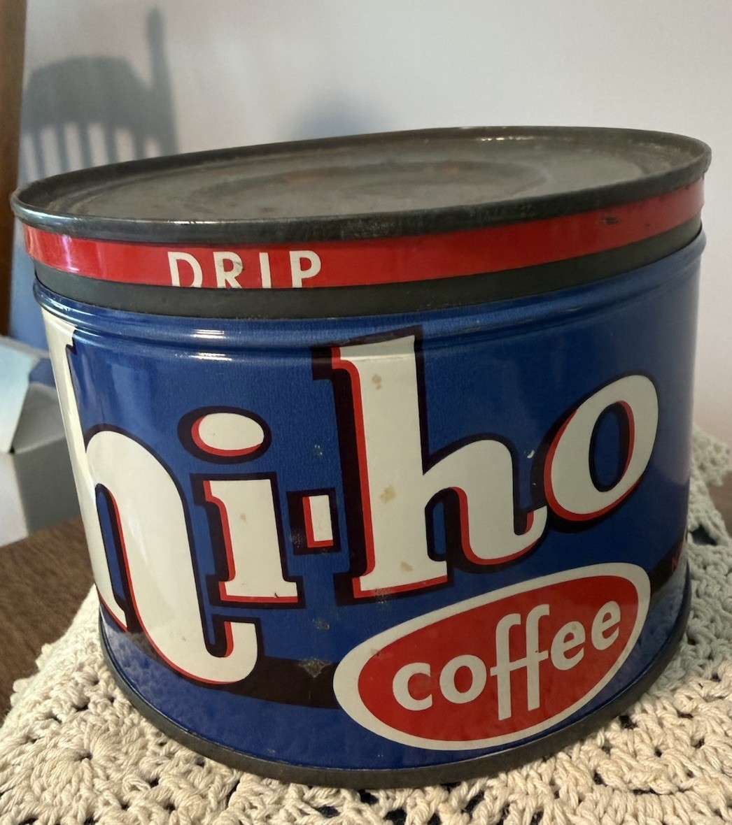 VINTAGE  HI-HO #1 KEYWIND COFFEE TIN COOL GRAPHICS