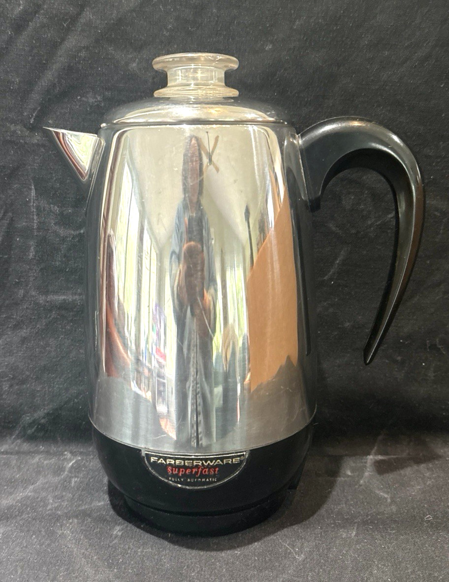 VTG CLEAN Farberware Superfast Stainless 138 8-Cup Percolator Coffee Pot-WORKS