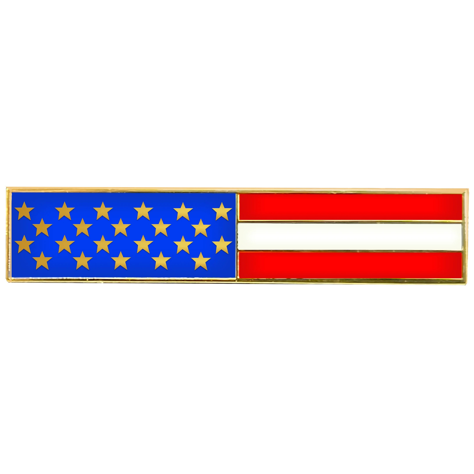 EL6-021 Gold US Flag Metal and Cloisonné Citation Commendation Bar Pin Police CB