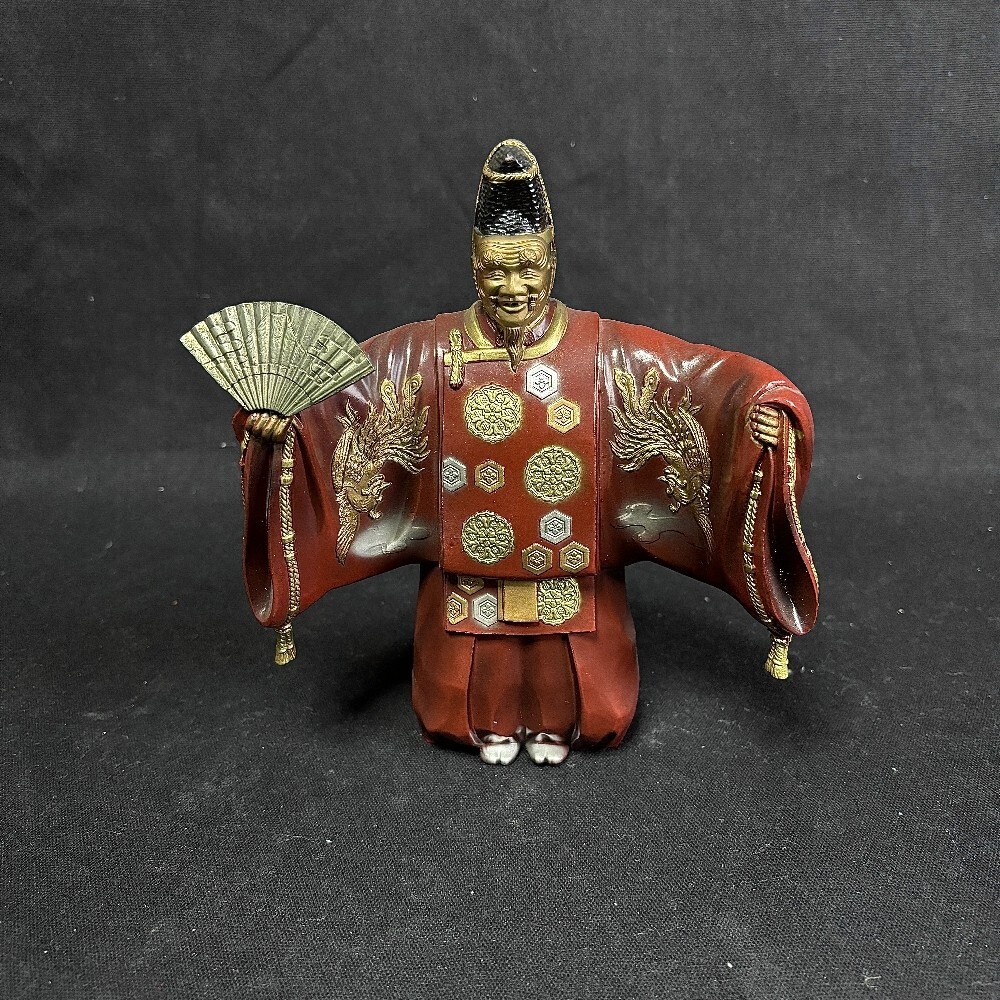 【Y】Vintage OKINA NOH DOLL Kabuki Dancer cast metal Statue  From JAPAN