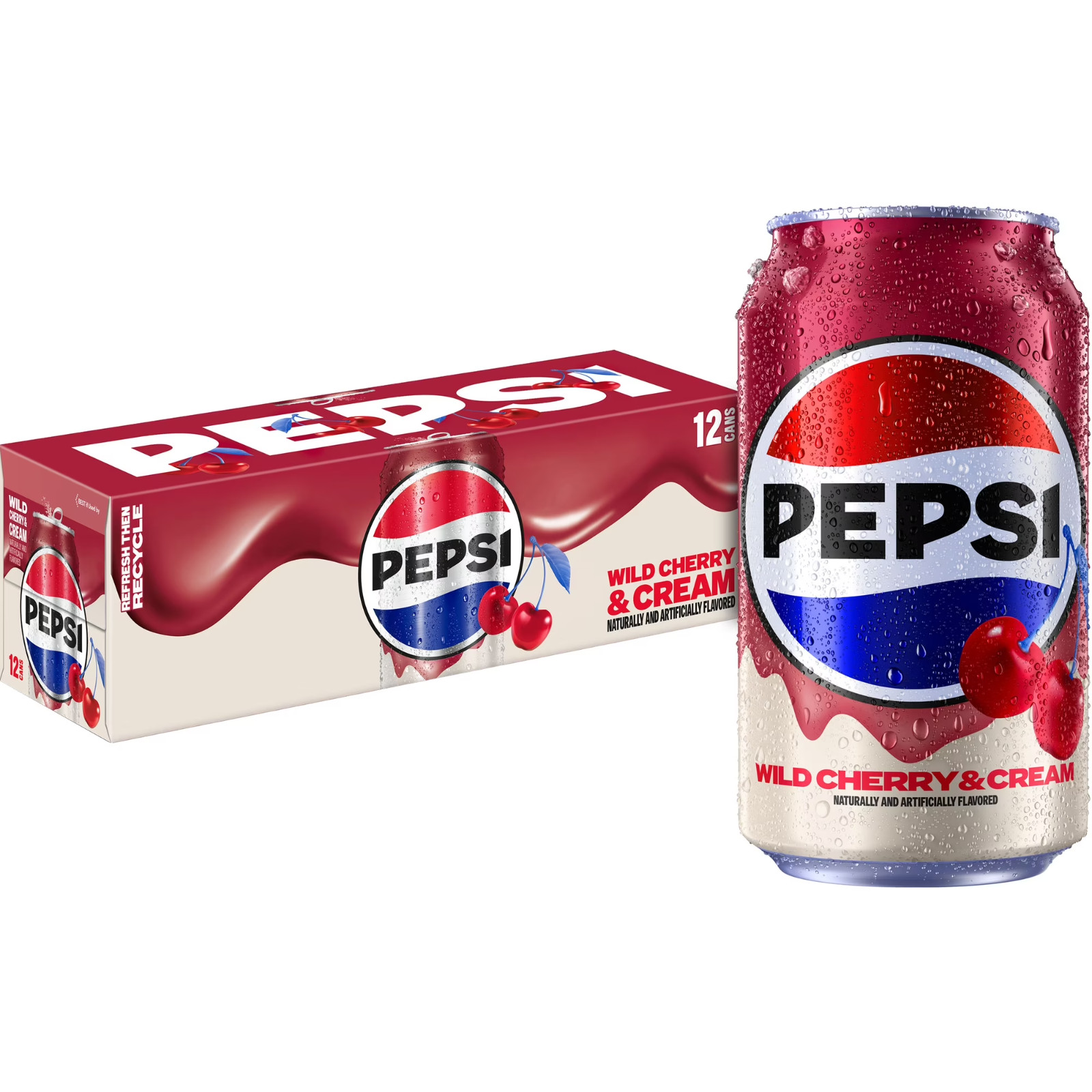 Pepsi Wild Cherry & Cream Soda 12 fl oz Cans Pack of 12 Refreshing Drink Pepsi Wild Cherry & Cream Soda 12 fl oz Cans Pack of 12 Refreshing Drink