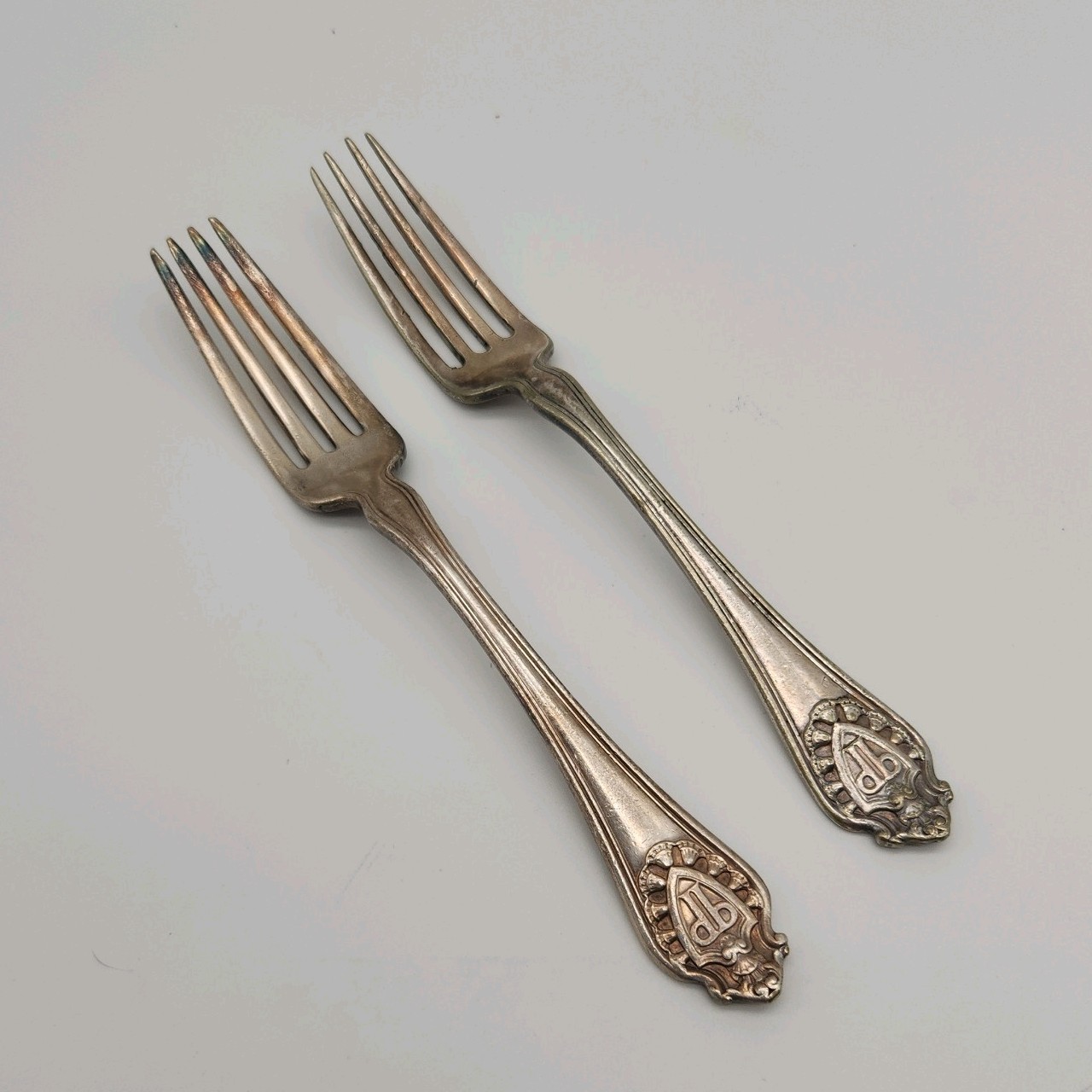 2 Vtg DINNER FORKS | Plaza Hotel, NY | w/ PP Logo | 1945 | Gorham Manufacturing