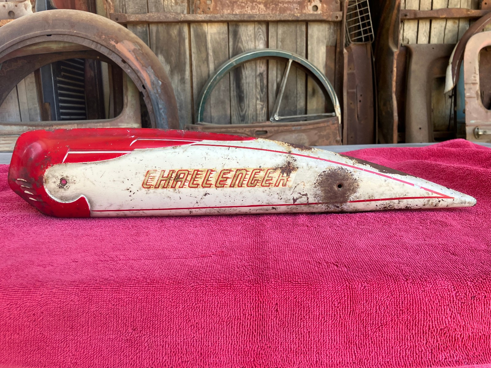 1946 INTO THE 1950S SCHWINN STRAIGHT BAR TANK SIDE IN ORIGINAL PAINT
